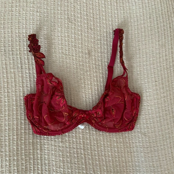 Prima Donna Deauville Cherry Punch Bra Lingerie Floral Lace Vintage Fairy 34C